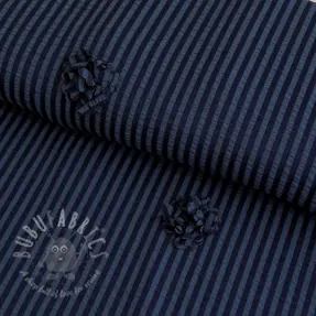 Viscose YARN DYED Stripes and flowers navy