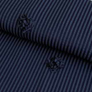 Viscose YARN DYED Stripes and flowers navy