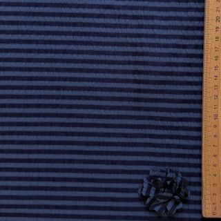 Viscose YARN DYED Stripes and flowers navy