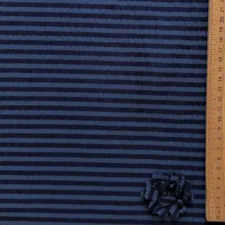 Viscose YARN DYED Stripes and flowers navy