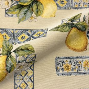 Decoration fabric GOBELIN premium Citrus Lemon Azulejos
