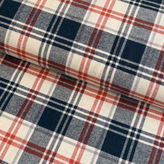 Cotton fabric YARN DYED BRUSHED Check Mia navy