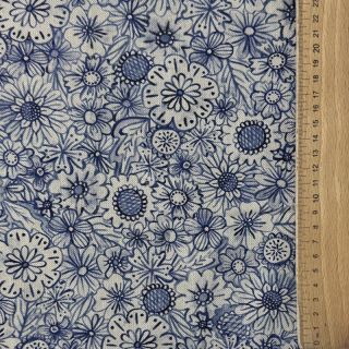 Decoration fabric Linenlook Bloom Fully Mix digital print