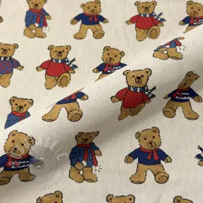 Decoration fabric Linenlook Teddy Bear Cosy digital print