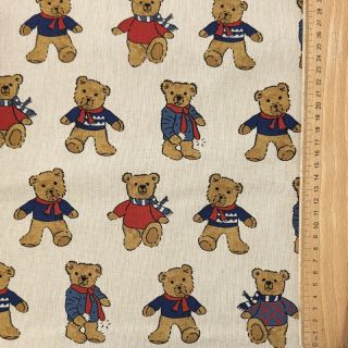 Decoration fabric Linenlook Teddy Bear Cosy digital print