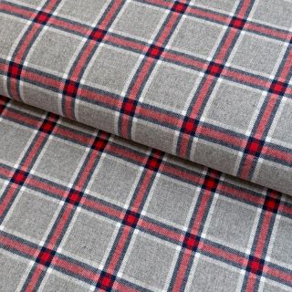 Cotton fabric YARN DYED BRUSHED Check Dara grey