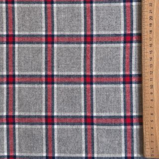 Cotton fabric YARN DYED BRUSHED Check Dara grey