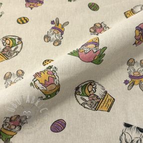 Decoration fabric Linenlook Tomte Easter Egg digital print
