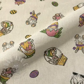 Decoration fabric Linenlook Tomte Easter Egg digital print
