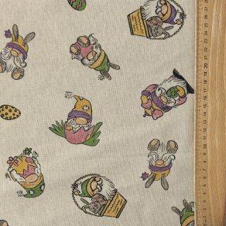 Decoration fabric Linenlook Tomte Easter Egg digital print