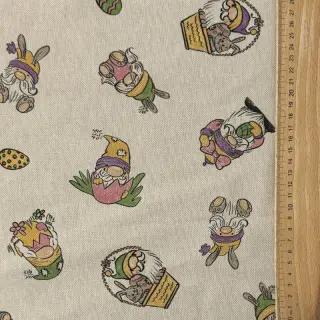 Decoration fabric Linenlook Tomte Easter Egg digital print