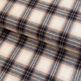 Cotton fabric YARN DYED BRUSHED Check Tim beige