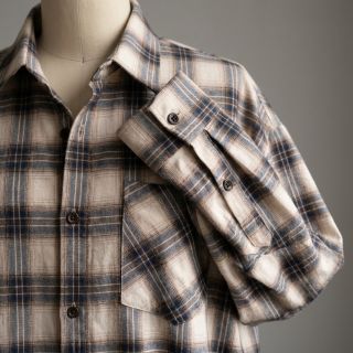 Cotton fabric YARN DYED BRUSHED Check Tim beige