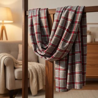 Cotton fabric YARN DYED BRUSHED Check Dara grey