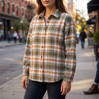 Cotton fabric YARN DYED BRUSHED Check Mia olive