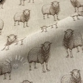 Decoration fabric Linenlook Pen Drawing Sheep digital print