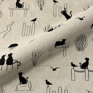 Decoration fabric Linenlook premium Cat Sea Life