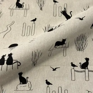 Decoration fabric Linenlook premium Cat Sea Life