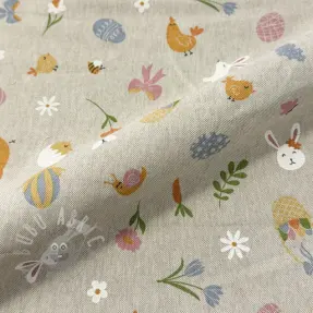 Decoration fabric Linenlook premium Easter Doodle Icon