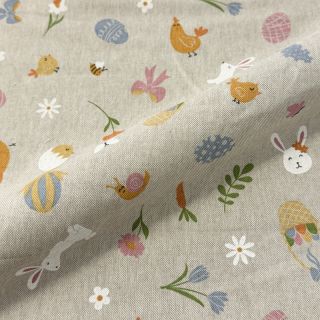 Decoration fabric Linenlook premium Easter Doodle Icon