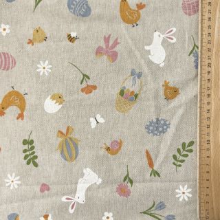 Decoration fabric Linenlook premium Easter Doodle Icon