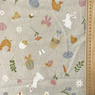 Decoration fabric Linenlook premium Easter Doodle Icon