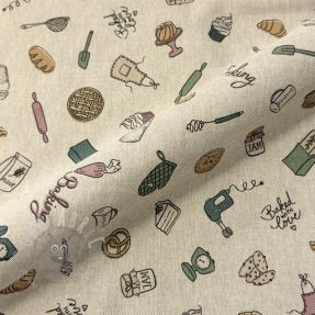 Decoration fabric Linenlook premium Bake Off Doodle