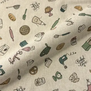 Decoration fabric Linenlook premium Bake Off Doodle