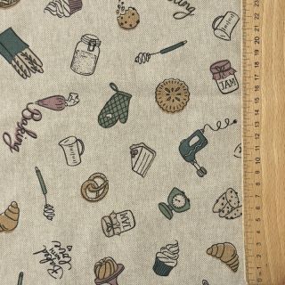 Decoration fabric Linenlook premium Bake Off Doodle