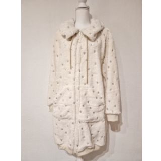 Coat fabric TEDDY Tossed hearts gold