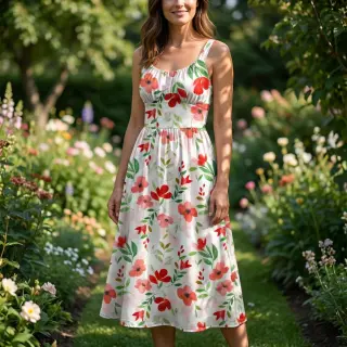 Viscose RADIANCE Flowers Conie red digital print