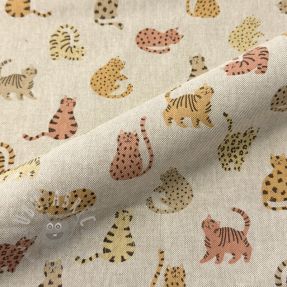 Decoration fabric Linenlook premium Cute Wild Cat