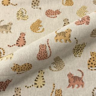 Decoration fabric Linenlook premium Cute Wild Cat