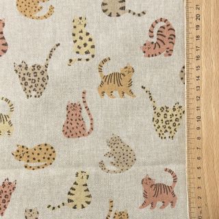 Decoration fabric Linenlook premium Cute Wild Cat