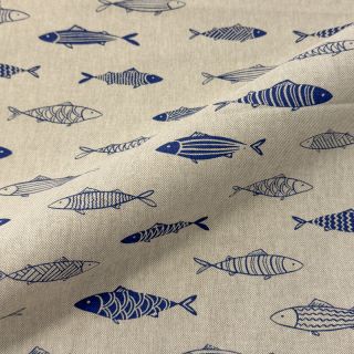 Decoration fabric Linenlook premium Fish Swimming School