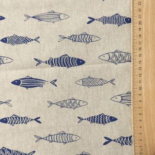 Decoration fabric Linenlook premium Fish Swimming School