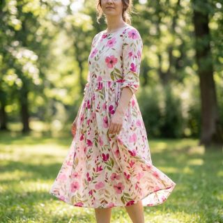 Viscose RADIANCE Flowers Conie pink digital print