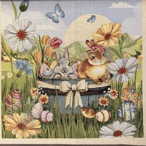 Decoration fabric GOBELIN PREMIUM Floral Easter Bunny PANEL