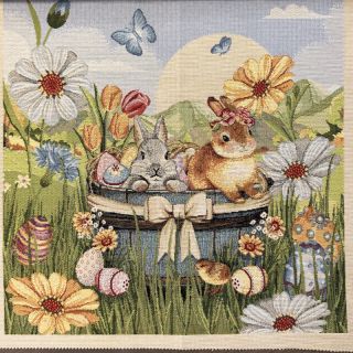 Decoration fabric GOBELIN PREMIUM Floral Easter Bunny PANEL