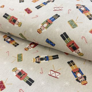 Decoration fabric Linenlook premium Nutcracker Candy Drum