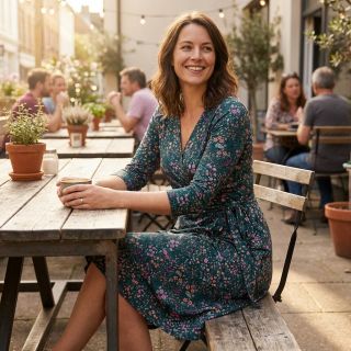 Viscose ECOVERO Flowers Galia green