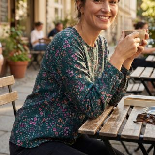 Viscose ECOVERO Flowers Galia green