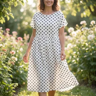Viscose RADIANCE Polka dot white