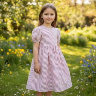 Double gauze/muslin YARN DYED Summer stripe rose