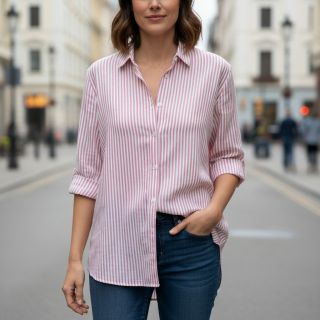 Double gauze/muslin YARN DYED Summer stripe rose