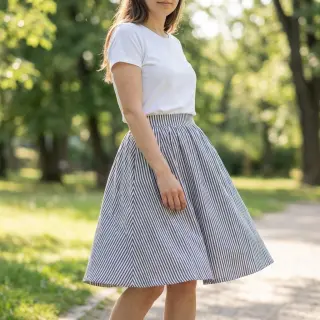 Double gauze/muslin YARN DYED Summer stripe navy