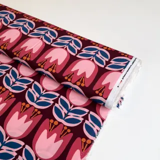 Viscose ECOVERO Flowers Celia burgundy