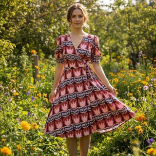 Viscose ECOVERO Flowers Celia burgundy