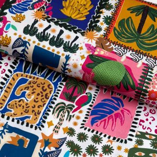 Cotton fabric SATIN Summer patchwork digital print