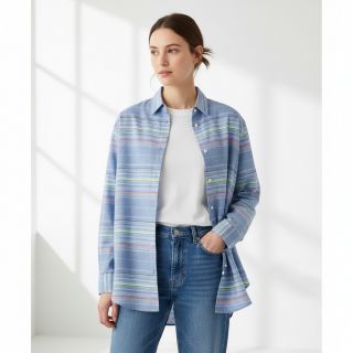 Cotton fabric YARN DYED NEON Stripe summer